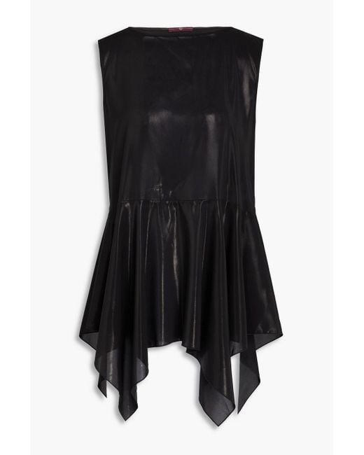 High Black Metallic Georgette Peplum Top