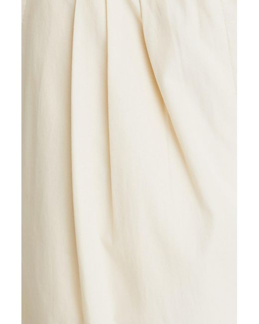 Claudie Pierlot White Pleated Cotton-poplin Straight-leg Pants