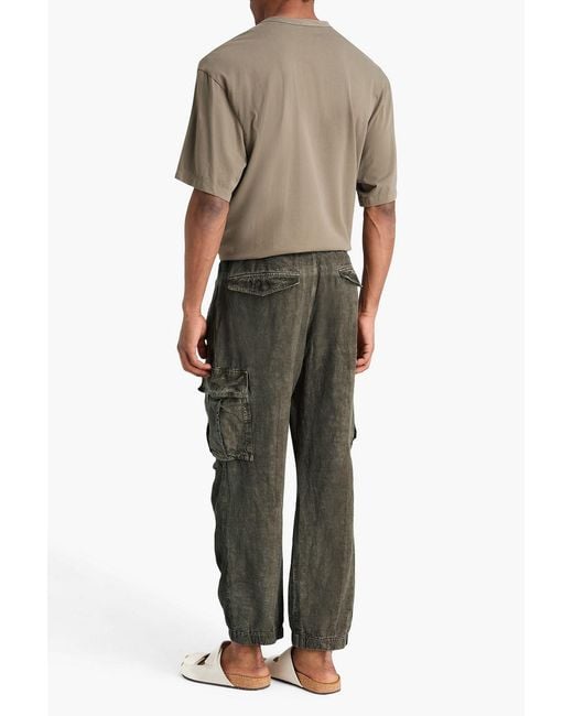 James Perse Green Linen Cargo Pants for men
