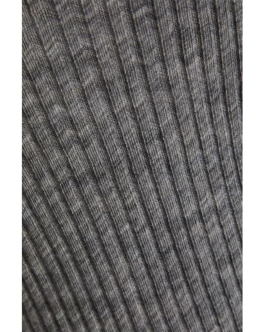 Anine Bing Gray Kyle Ribbed Wool-Blend Turtleneck Sweater