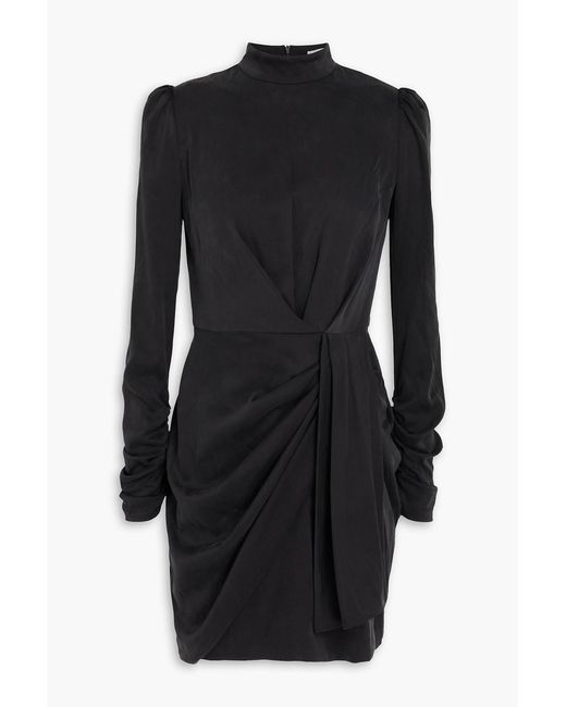 Zimmermann Black Draped Silk-Blend Mini Dress