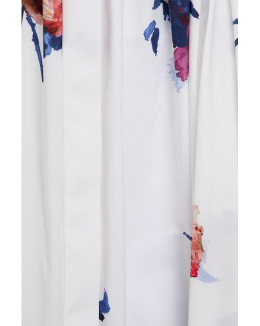 Erdem White Floral-print Cotton-poplin Midi Shirt Dress