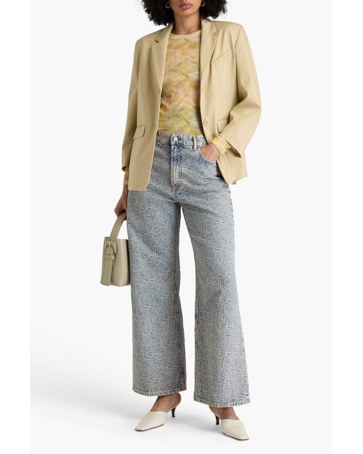 Acne Gray Jacquard High-Rise Bootcut Jeans
