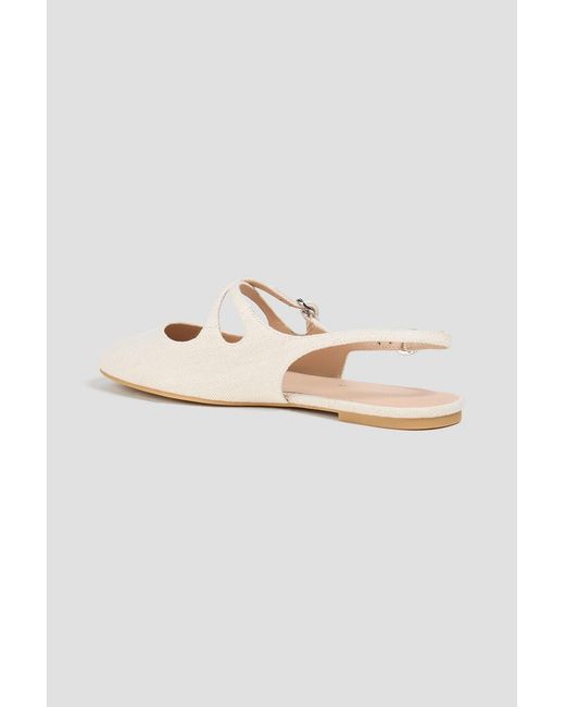 Stuart Weitzman White Clover Canvas Slingback Flats