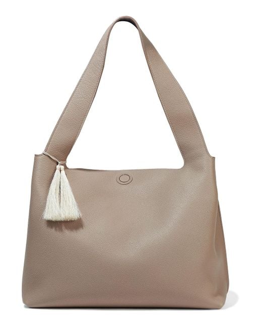 The Row Multicolor Duplex Tasseled Pebbled-leather Shoulder Bag Taupe