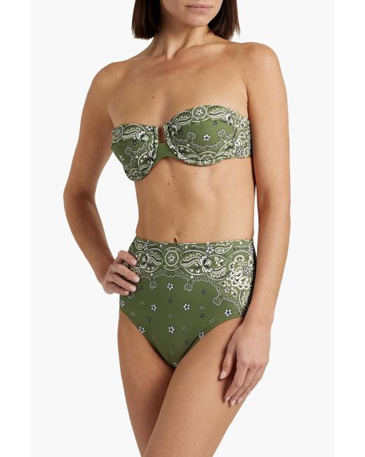 Zimmermann Green Paisley-print High-rise Bikini Briefs