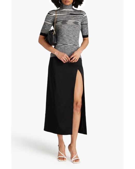 Missoni Gray Space-dyed Ribbed Cashmere And Silk-blend Turtleneck Top