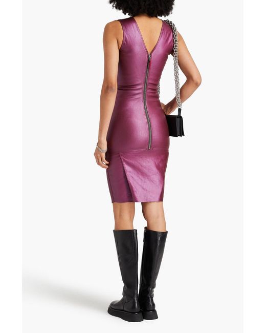 Rick Owens Purple Kleid aus beschichtetem denim in metallic-optik