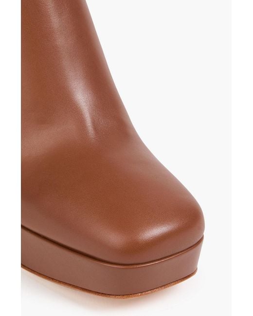 Gianvito Rossi Brown Daisen Leather Platform Ankle Boots