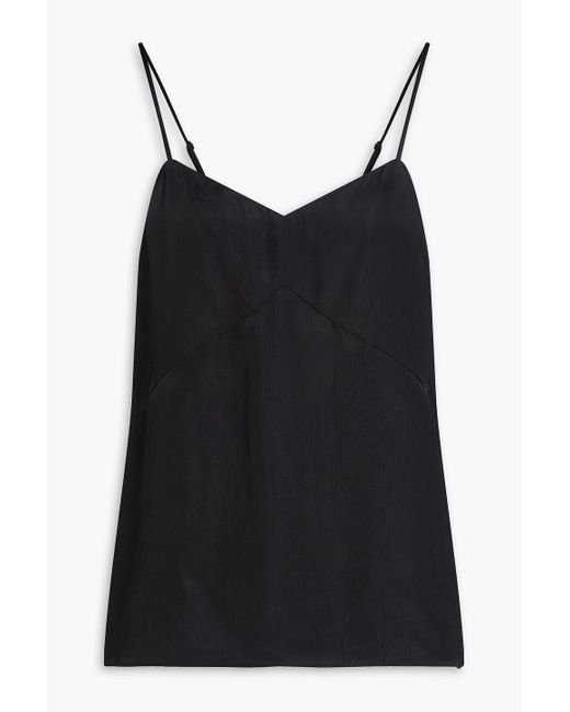 Tibi Black Crinkled Satin Camisole