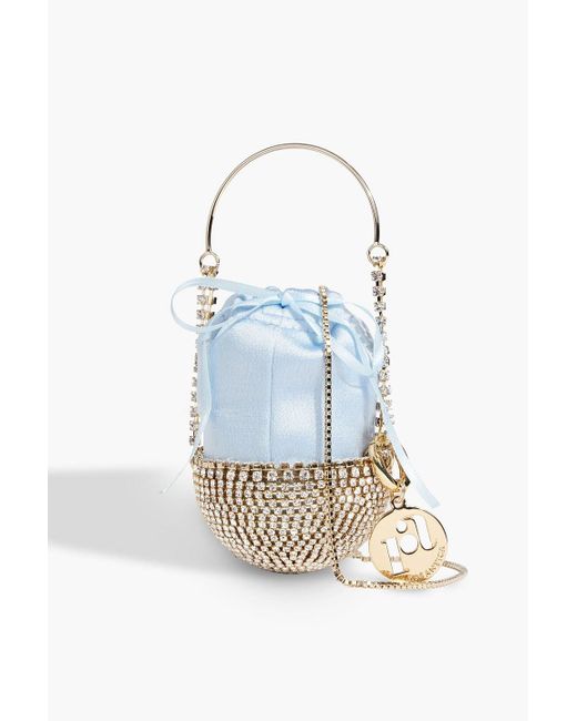 Rosantica Blue Baby Gizlahn Crystal-embellished Satin Bucket Bag