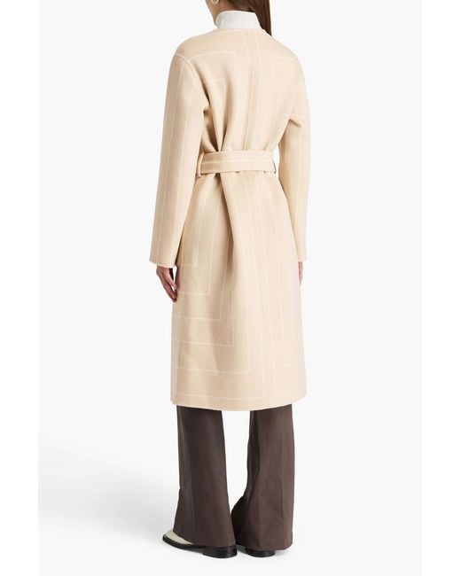 Joseph Natural Scheffer Striped Wool And Silk-blend Coat