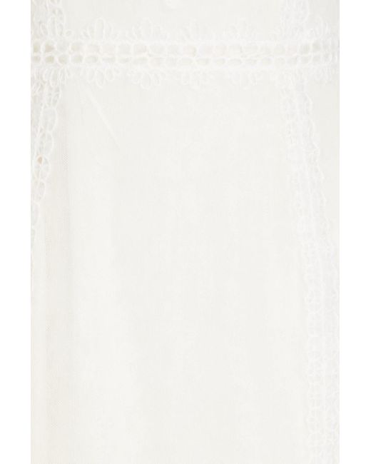 Dolce & Gabbana White Crocheted Lace-trimmed Cotton-blend Midi Dress