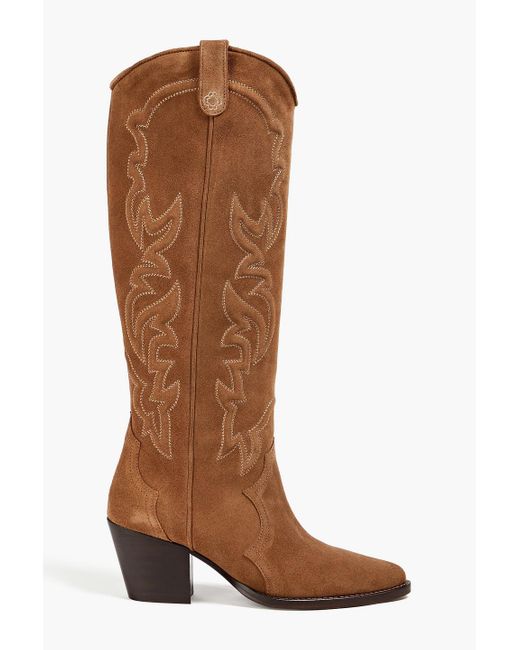 Maje Brown Cowboy boots aus veloursleder