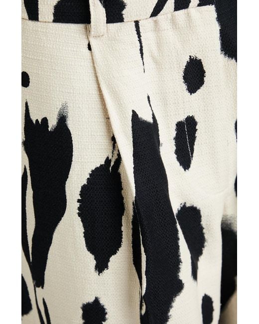Stine Goya White Jesabelle Printed Cotton-tweed Wide-leg Pants