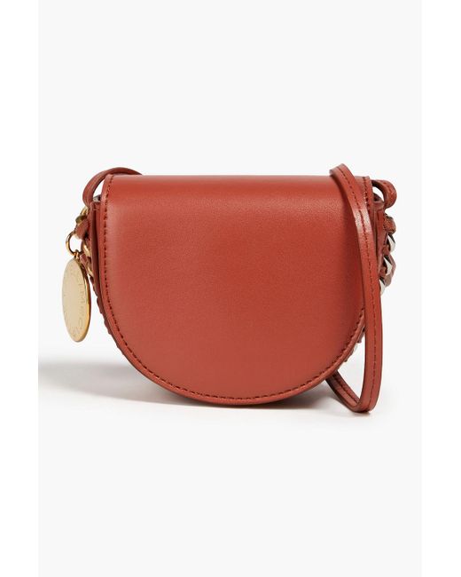 Stella McCartney Red Chain-embellished Faux Leather Shoulder Bag