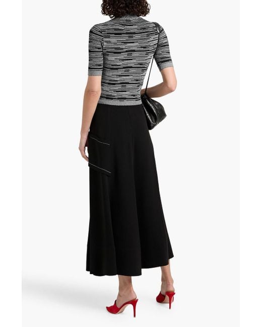 Autumn Cashmere Black Jacquard-Knit Turtleneck Top