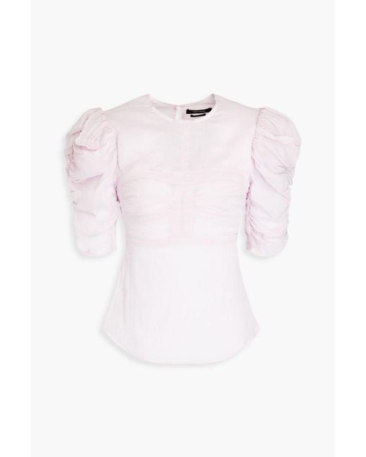 Isabel Marant Pink Kobiacili Ruched Cotton And Silk-bend Crepon Top