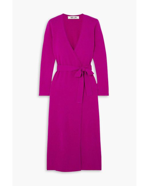 Diane von Furstenberg Pink Astrid Wool And Cashmere-blend Midi Wrap Dress