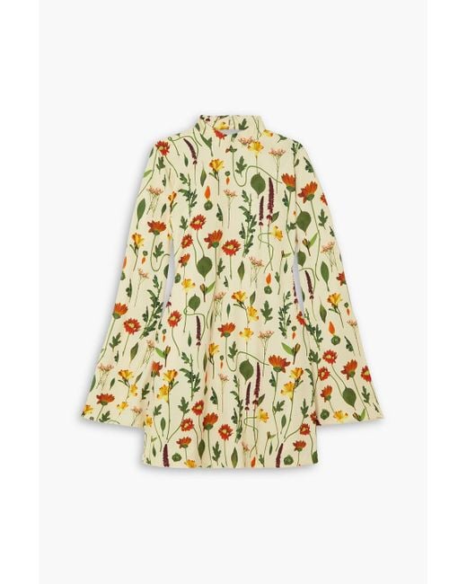 Agua Bendita Metallic Sur Primavera Floral-print Silk-twill Mini Dress