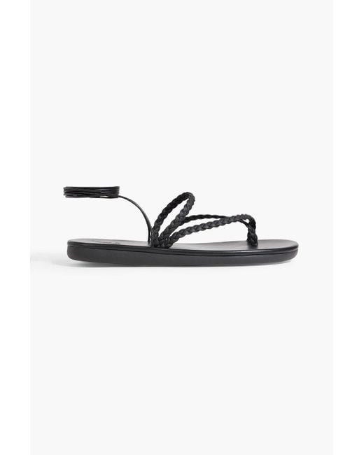 Ancient Greek Sandals Black Plage Braided Leather Sandals