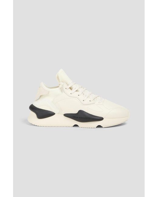 Y-3 White Kaiwa Perforated Leather And Scuba Sneakers for men