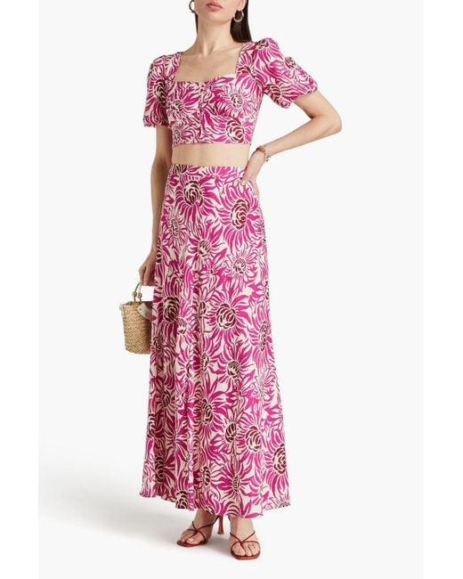 Diane von Furstenberg Pink Florencia Floral-print Canvas Maxi Skirt