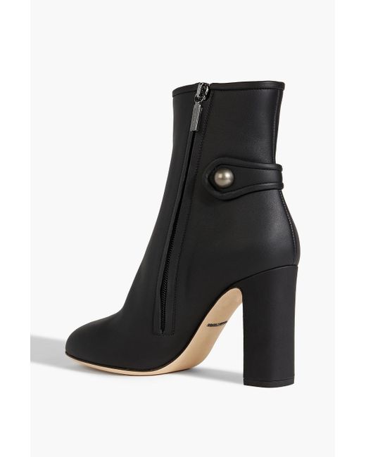 Dolce & Gabbana Black Button-embellished Leather Ankle Boots