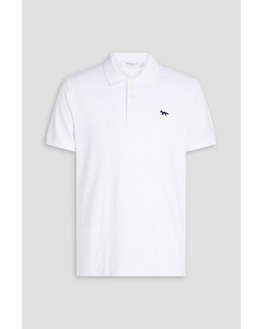 Maison Kitsuné White Appliquéd Cotton-piqué Polo Shirt for men