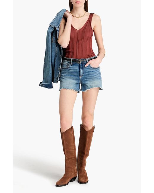 Rag & Bone Blue Dre Frayed Denim Shorts