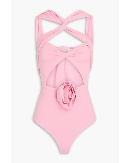 Magda Butrym Pink Cutout Stretch-cotton Bodysuit