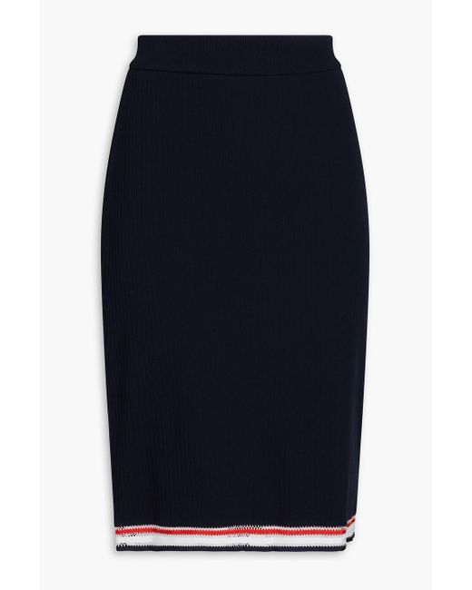 Thom Browne Blue Striped Cotton-jersey Pencil Skirt