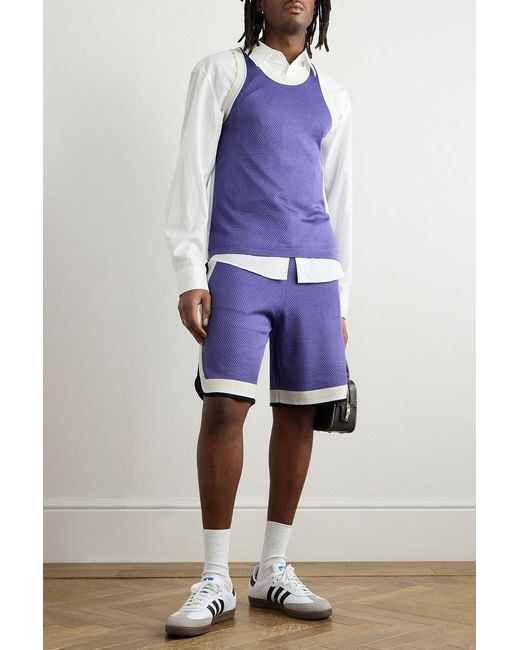 Wales Bonner Purple Rio Straight-Leg Logo-Appliquéd Knitted Drawstring Shorts for men