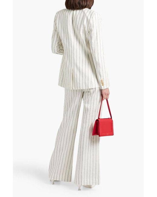 10 Crosby Derek Lam Natural Walter Double-breasted Pinstriped Linen And Cotton-blend Blazer