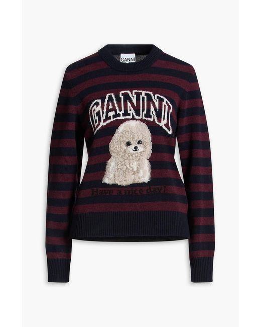 Ganni Black Jacquard-knit Sweater