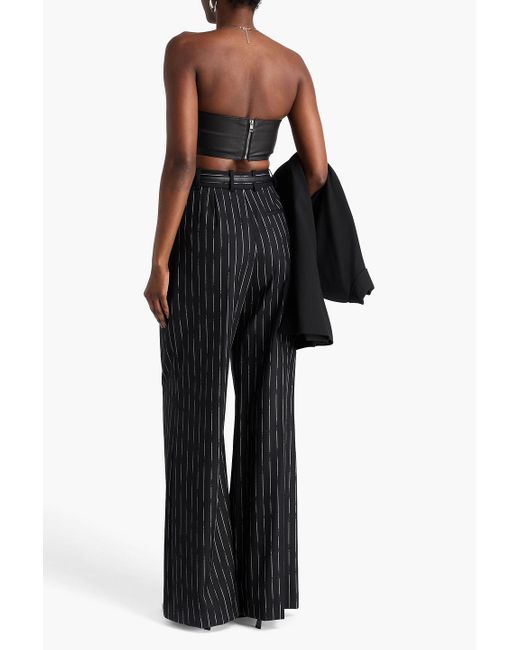 Alexander McQueen Black Hose mit weitem bein aus woll-twill mit nadelstreifen