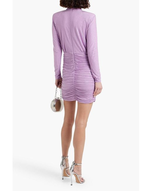 Jonathan Simkhai Purple Abrah Crystal-Embellished Draped Jersey Mini Dress