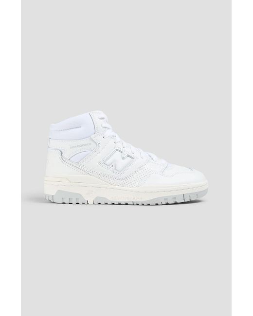 New Balance White 650 Mesh-Trimmed Leather High-Top Sneakers