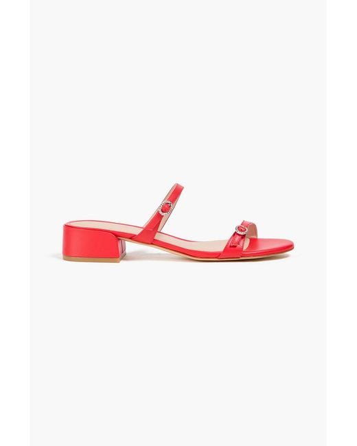 Stuart Weitzman Red Ginger Leather Mules