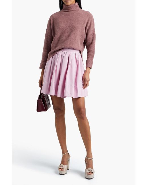 Valentino Garavani Pink Pleated Cotton-blend Faille Mini Skirt