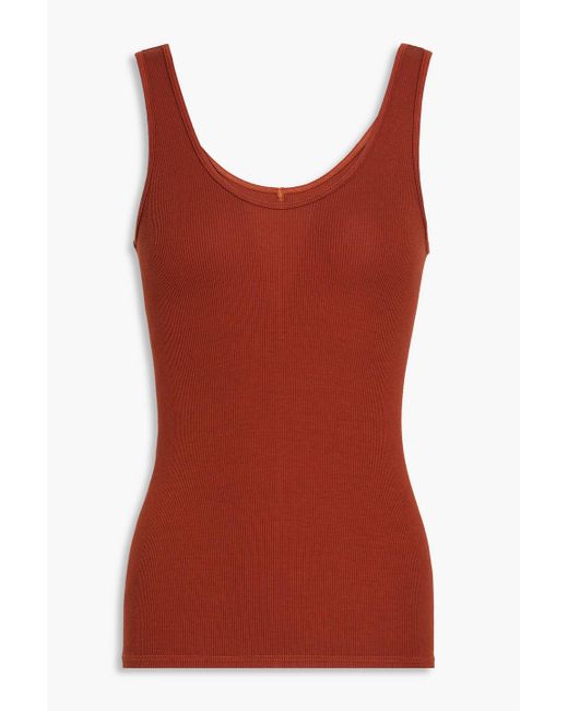 Enza Costa Red Ribbed Jersey Tank