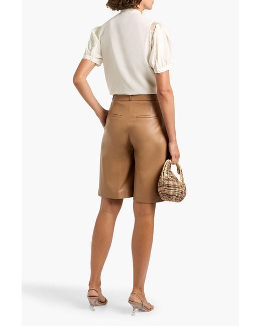 FRAME Natural Lace-Trimmed Silk Crepe De Chine Blouse