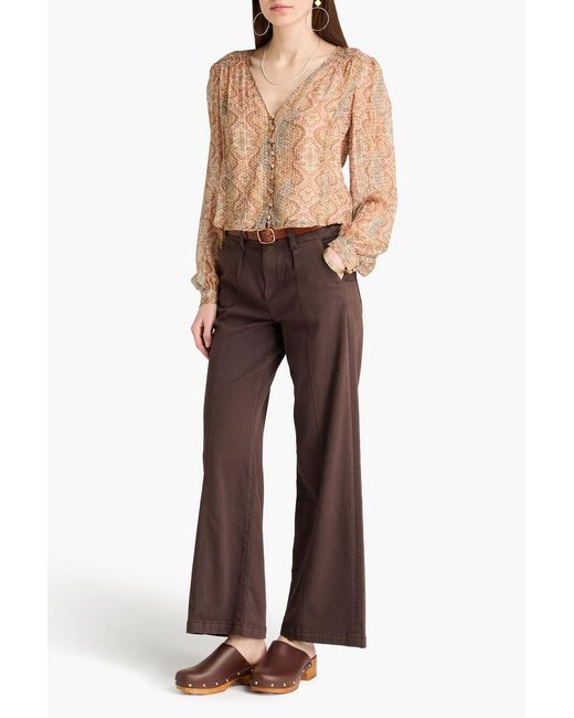 PAIGE Brown Brooklin High-Rise Wide-Leg Jeans
