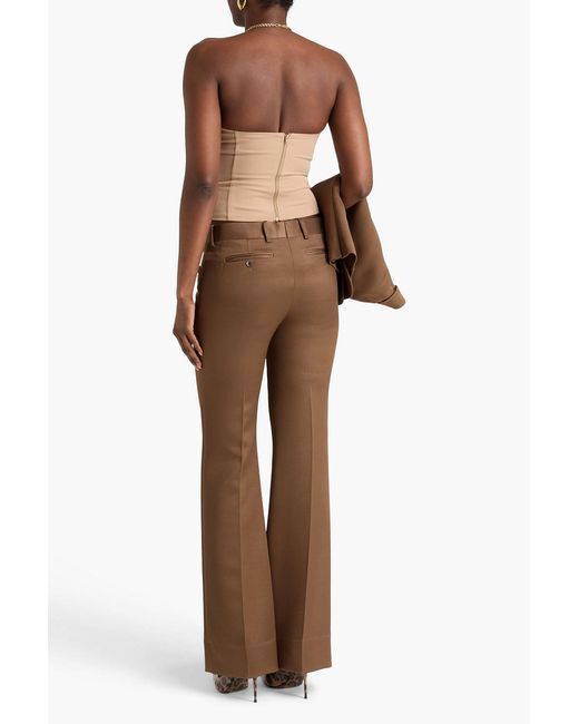 Tom Ford Brown Wool And Silk-Blend Flared Pants