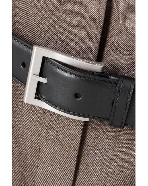 Acne Brown Belted Wool Wide-Leg Pants