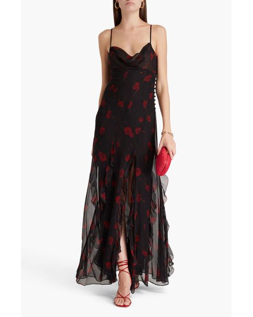 Nicholas Black Ruffled Floral-print Silk-chiffon Gown