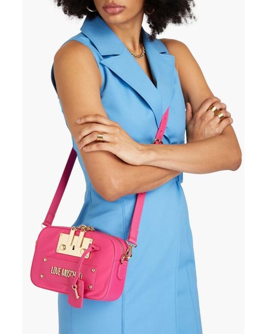 Love Moschino Pink Faux Textured-leather And Shell Shoulder Bag