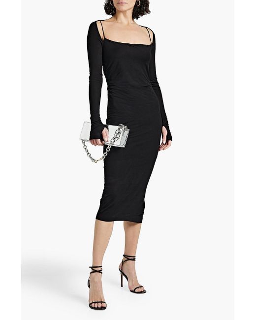 Helmut Lang Black Cutout Jersey Midi Dress