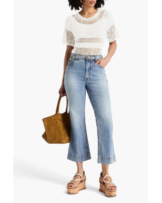 Zimmermann White Crochet-knit Cotton Top