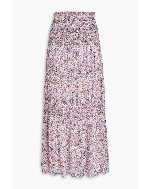 Isabel Marant Pink Nunca Tiered Printed Crepe Maxi Skirt